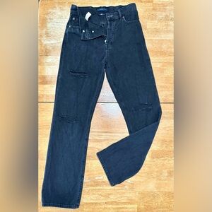 Aeropostale Distressed Black Button-Fly Jeans